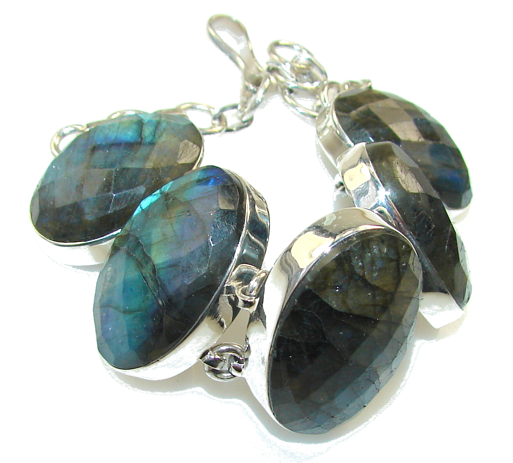 Great Impression!! Fire Labradorite Sterling Silver Bracelet