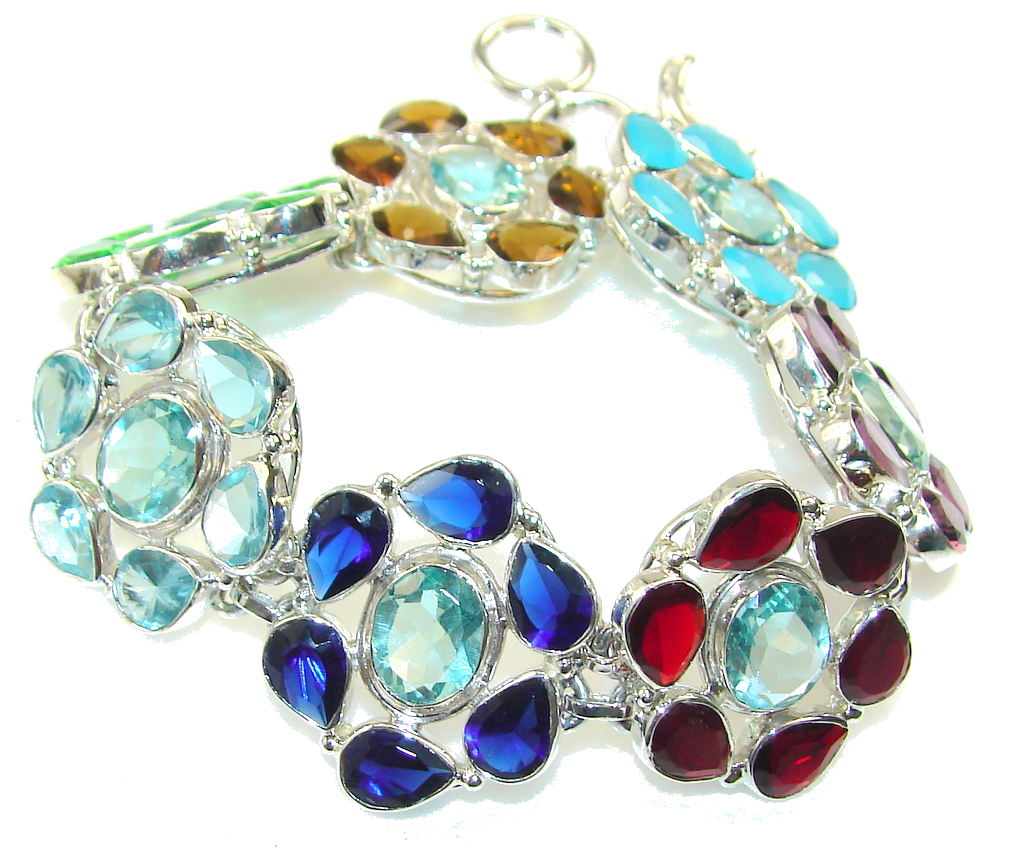 Amazing Design!! Green Apatite Quartz Sterling Silver Bracelet