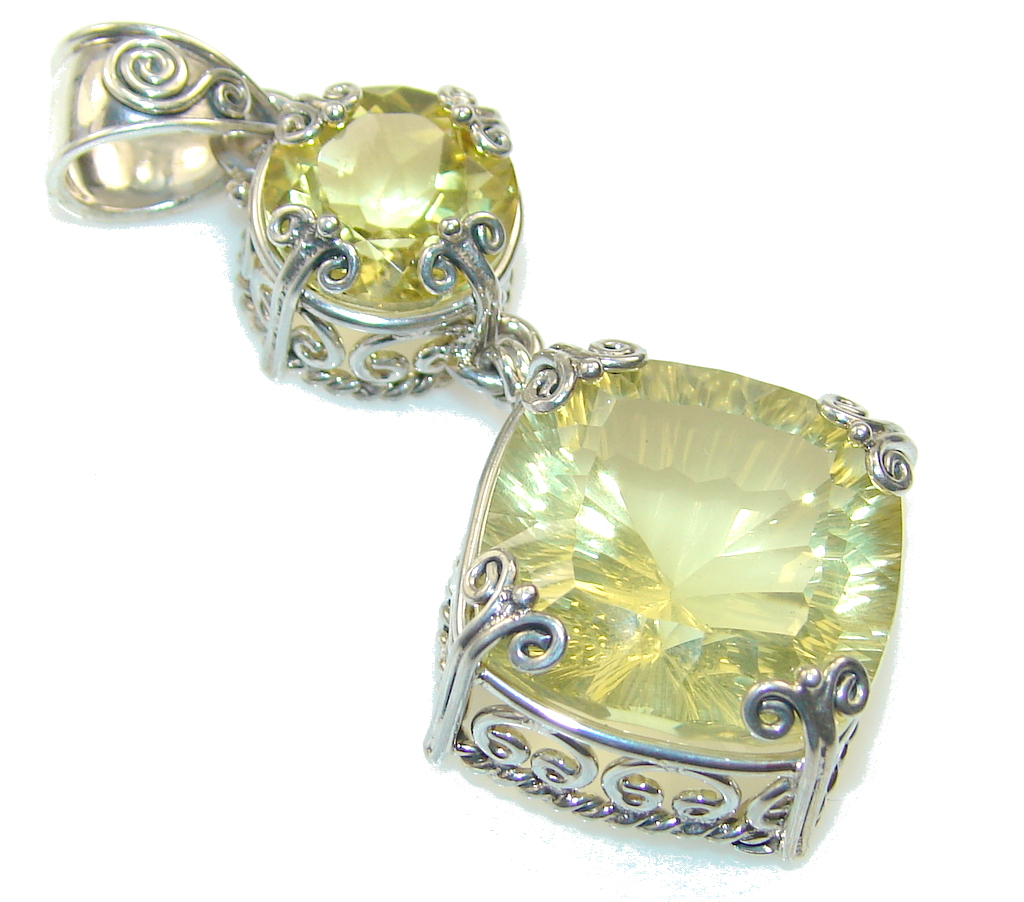 Delicate Yellow Citrine Sterling Silver Pendant