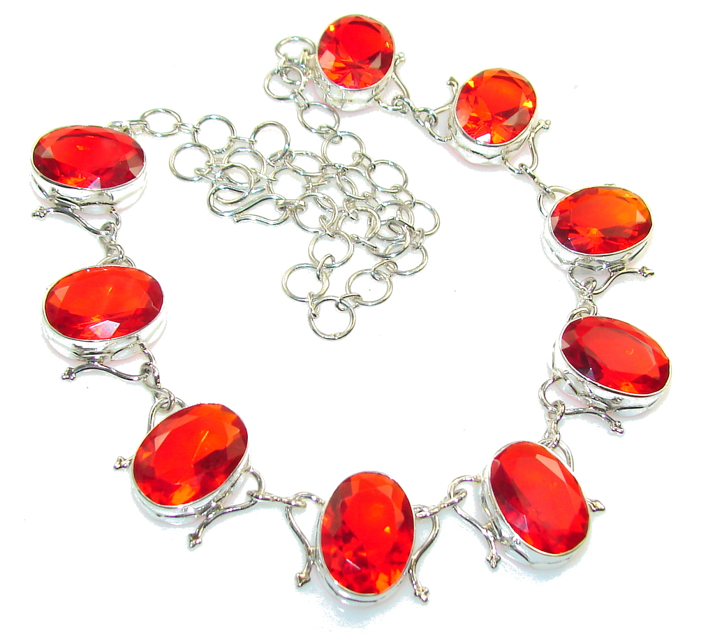 Red Aura!! Red Quartz Sterling Silver necklace