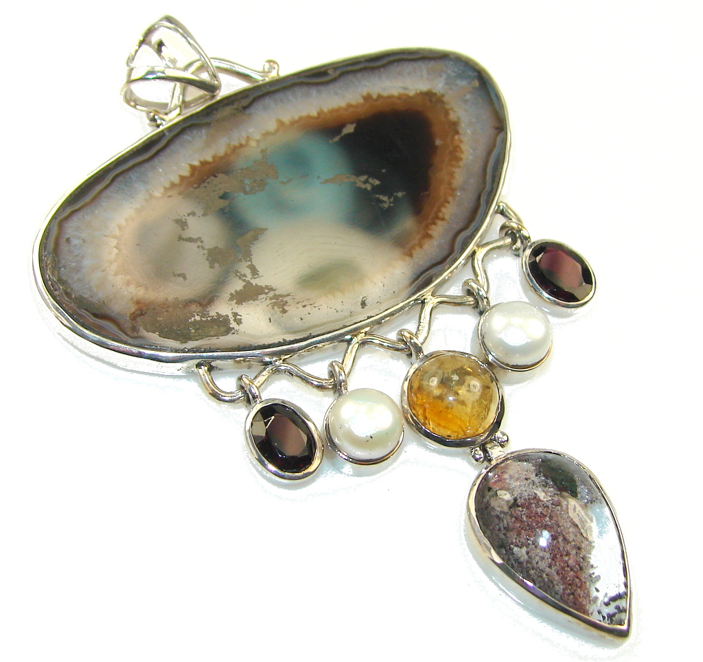 Huge!! New Design Of Agate Sterling Silver pendant