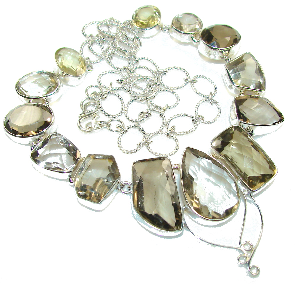 Maya Dreams!! Light Brown Smoky Topaz Sterling Silver necklace