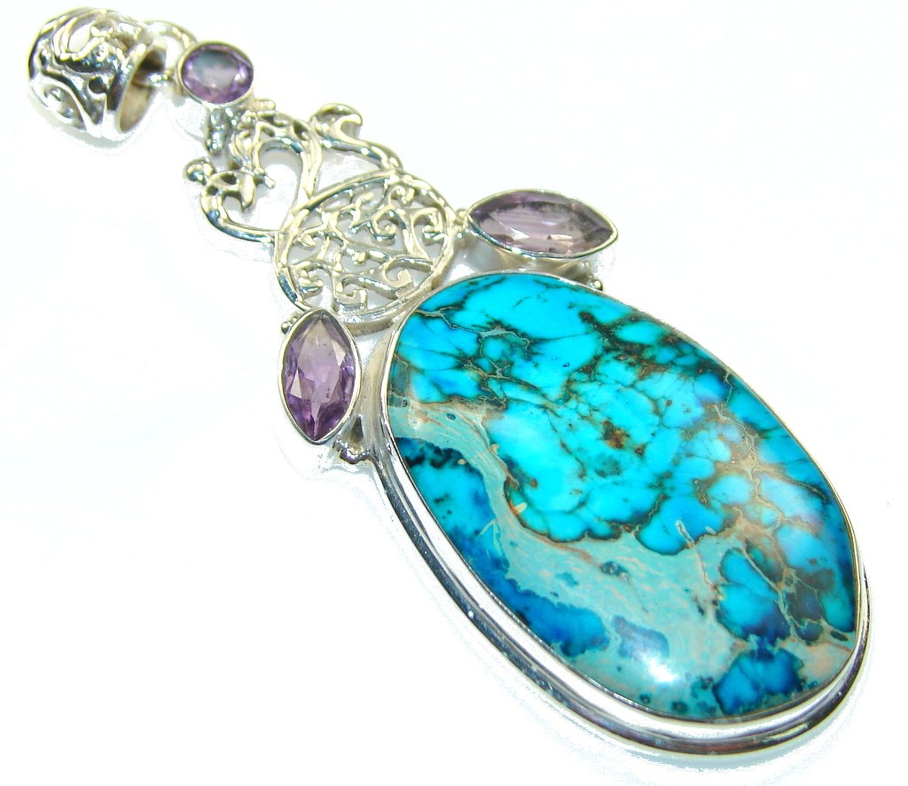 Awesome Blue Sea Sediment Jasper Sterling Silver Pendant