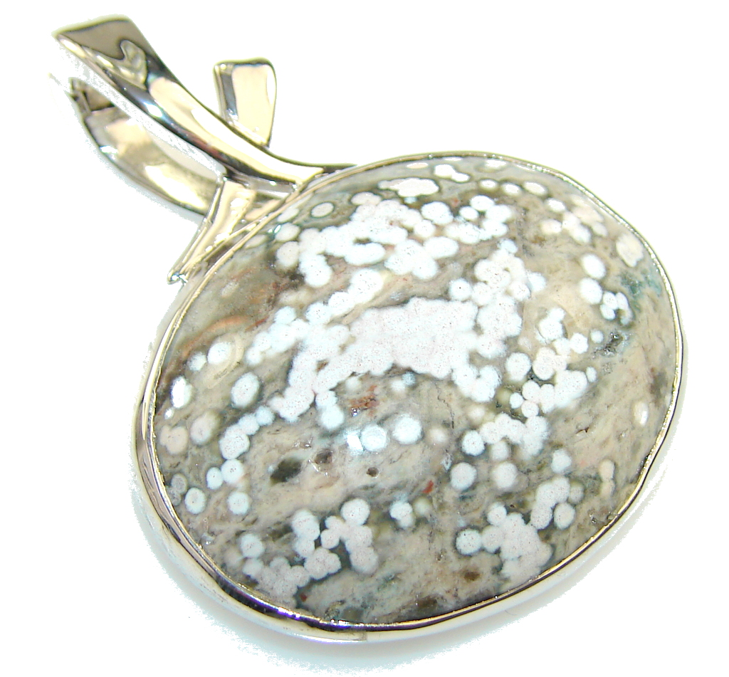 Amazing Green Ocean Jasper Sterling Silver Pendant