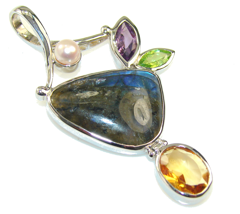 Opening Night Blue Labradorite Sterling Silver Pendant