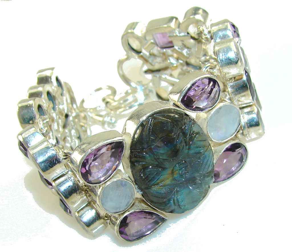 New DEsign!! Fire Labradorite Sterling Silver Bracelet