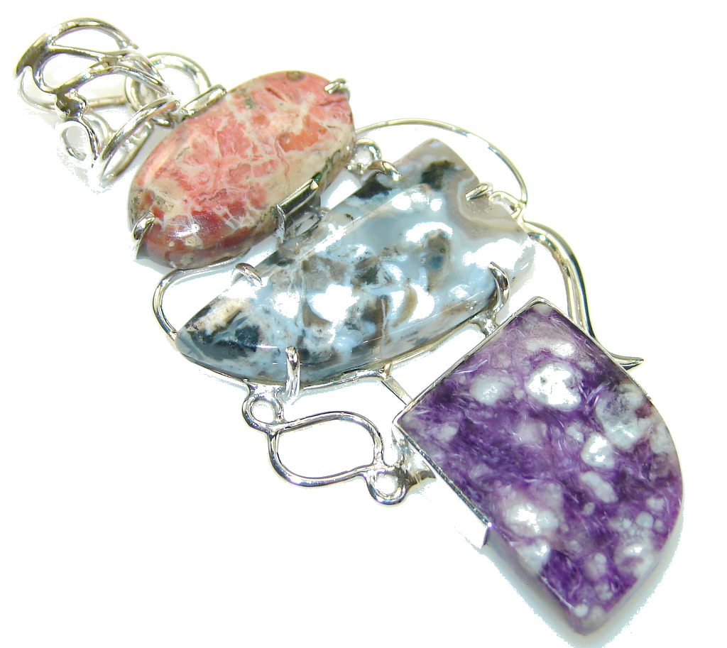 Amazing Ocean Jasper Sterling Silver Pendant