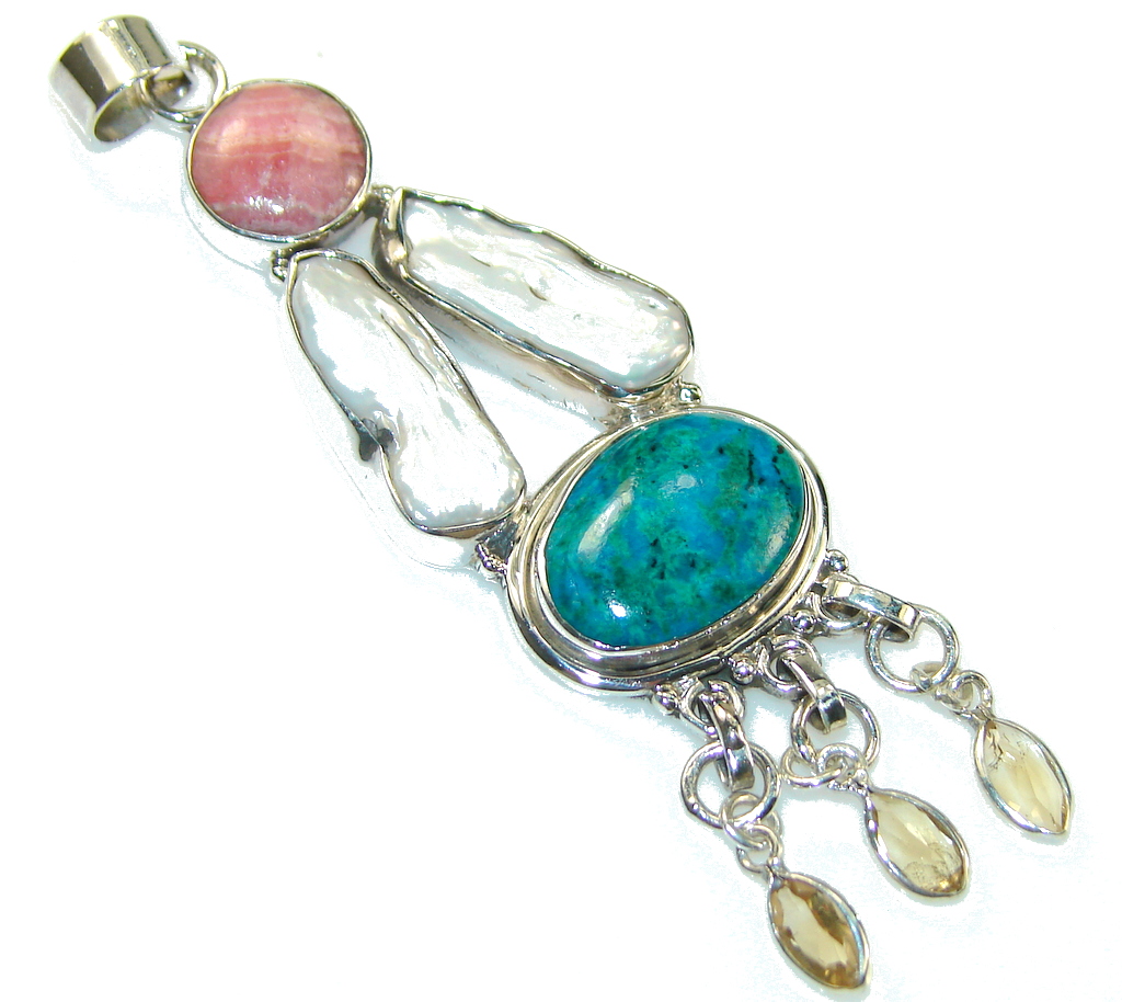 Amazing!! Green Chrysocolla Sterling Silver pendant