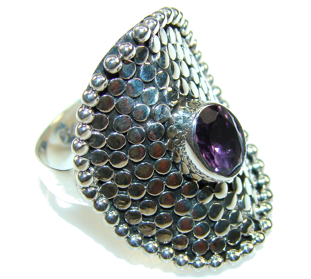 Amazing Purple Amethyst Sterling Silver ring s. 8