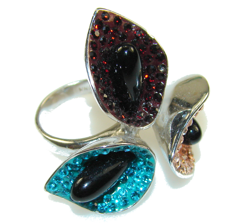 NEW!!! Rich Personality! Black Onyx Sterling Silver Ring s. 6