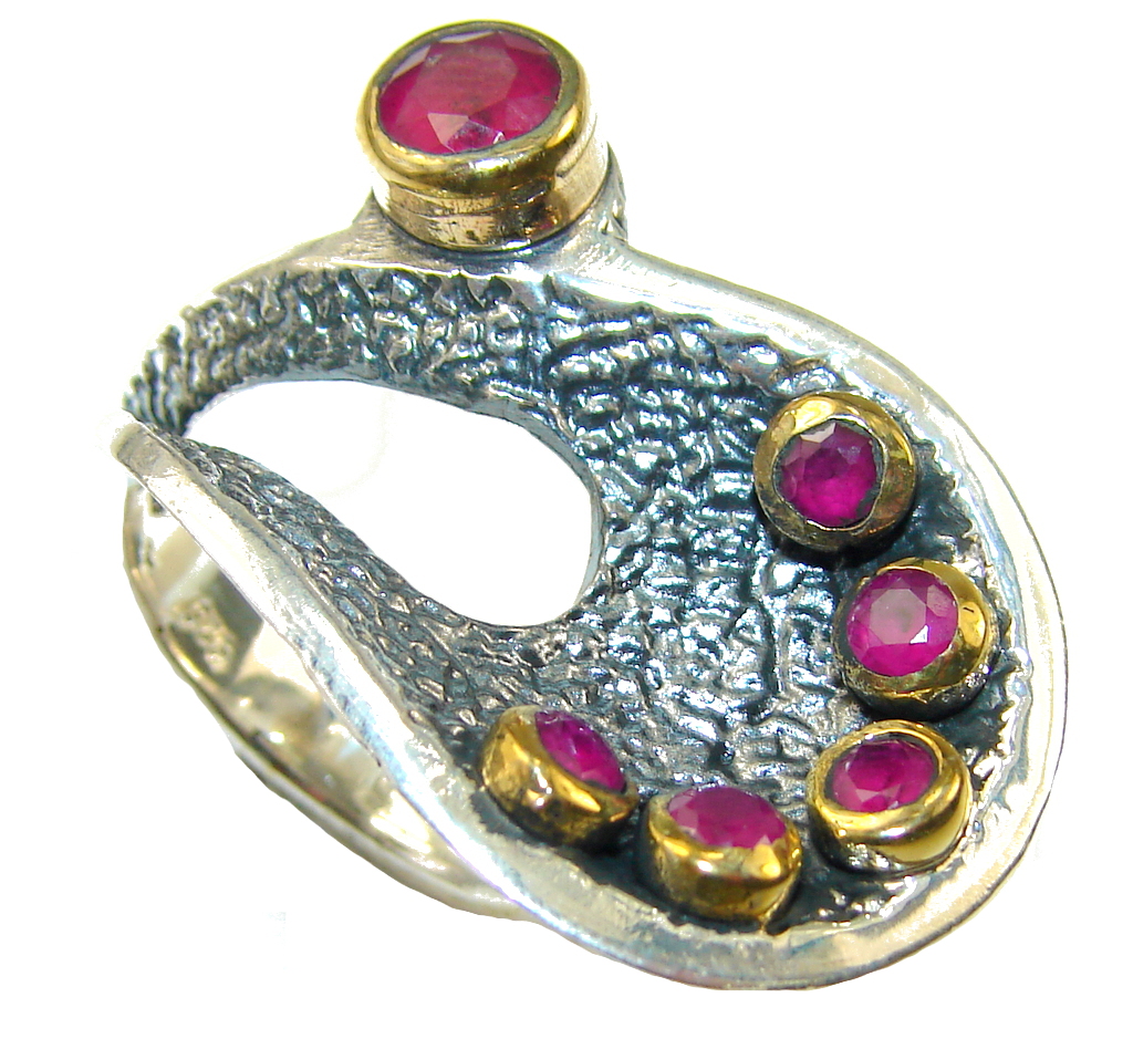 New Style!! Oxidized Silver,13ct. Ruby Sterling Silver Ring s. 8 1/4