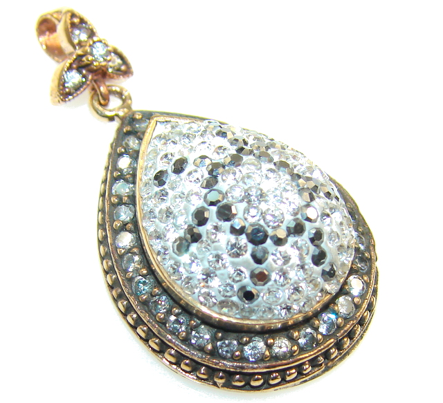 Believe In!! White Topaz & Copper Sterling Silver Pendant