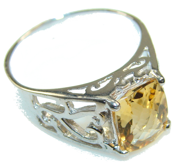 Awesome Light Yellow Citrine Sterling Silver ring s. 9 1/2