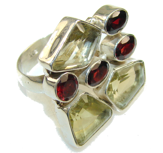 Awesome Light Yellow Citrine Sterling Silver ring s. 8