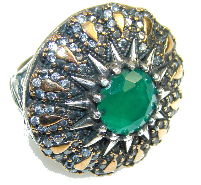 Garden Island! Green Emerald Sterling Silver ring s. 7
