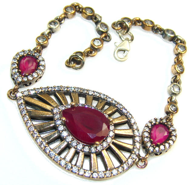Delicate Dream Pink Ruby Sterling Silver Bracelet