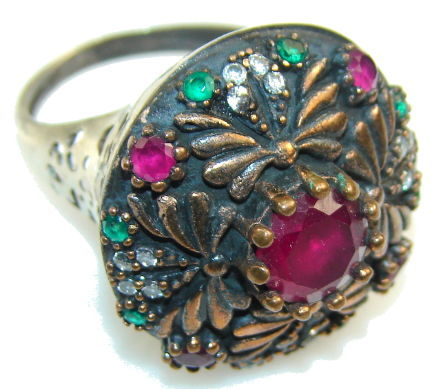 Turkish Style! Pink Ruby Sterling Silver ring s. 8 1/2
