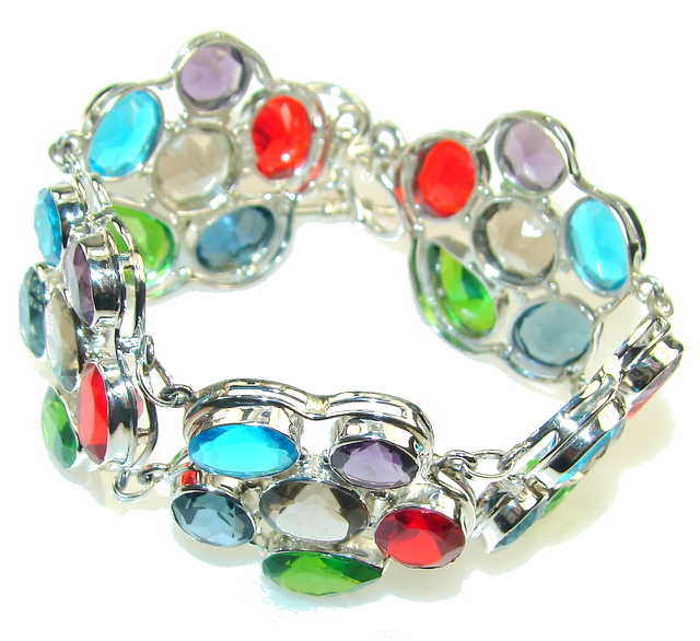 Dazzling! Great Quartz Sterling Silver Bracelet