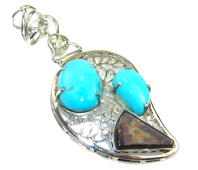 Awesome Blue Turquoise Sterling Silver Pendant