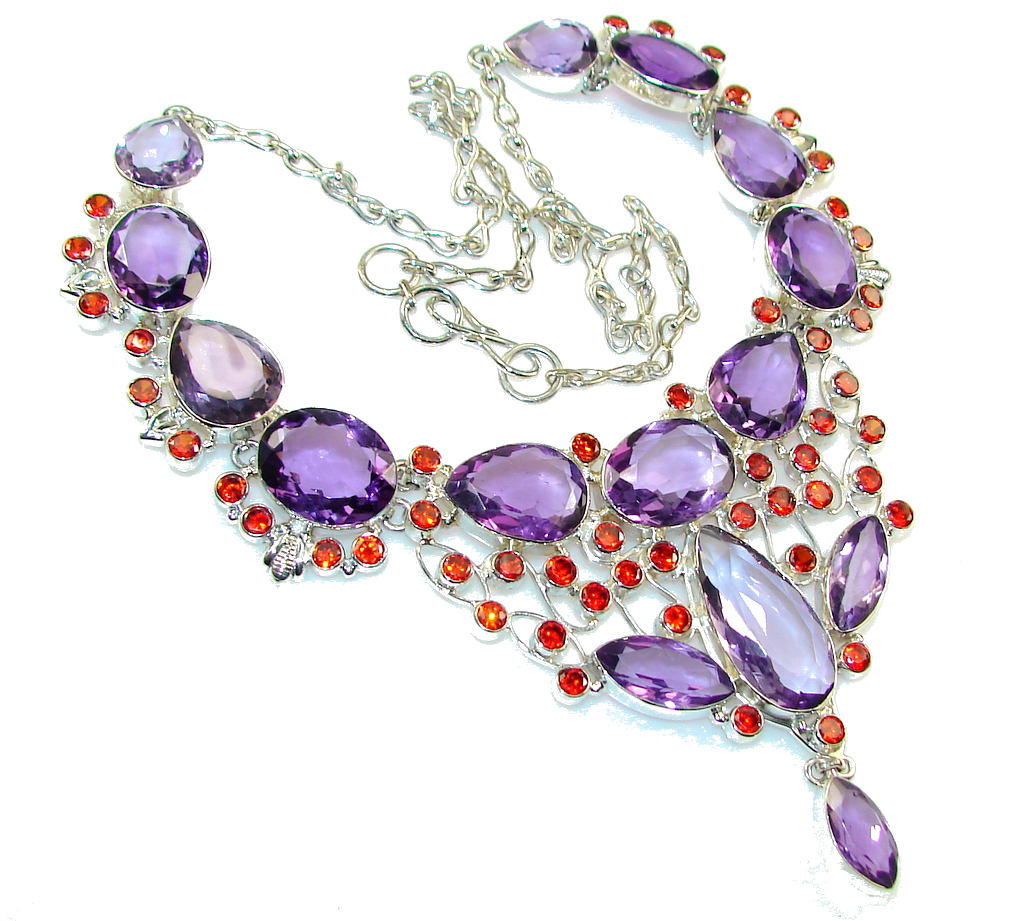 Amazing Design Of Purple Quartz Sterling Silver Necklace