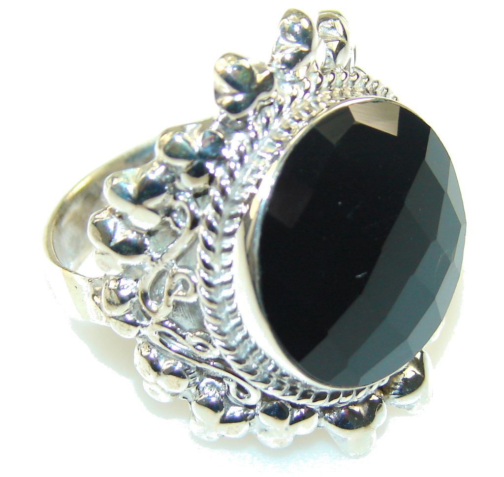 Excellent Black Onyx Sterling Silver Ring s. 12