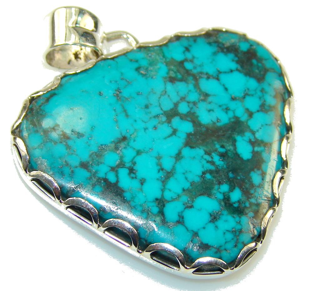 Excellent Blue Turquoise Sterling Silver Pendant
