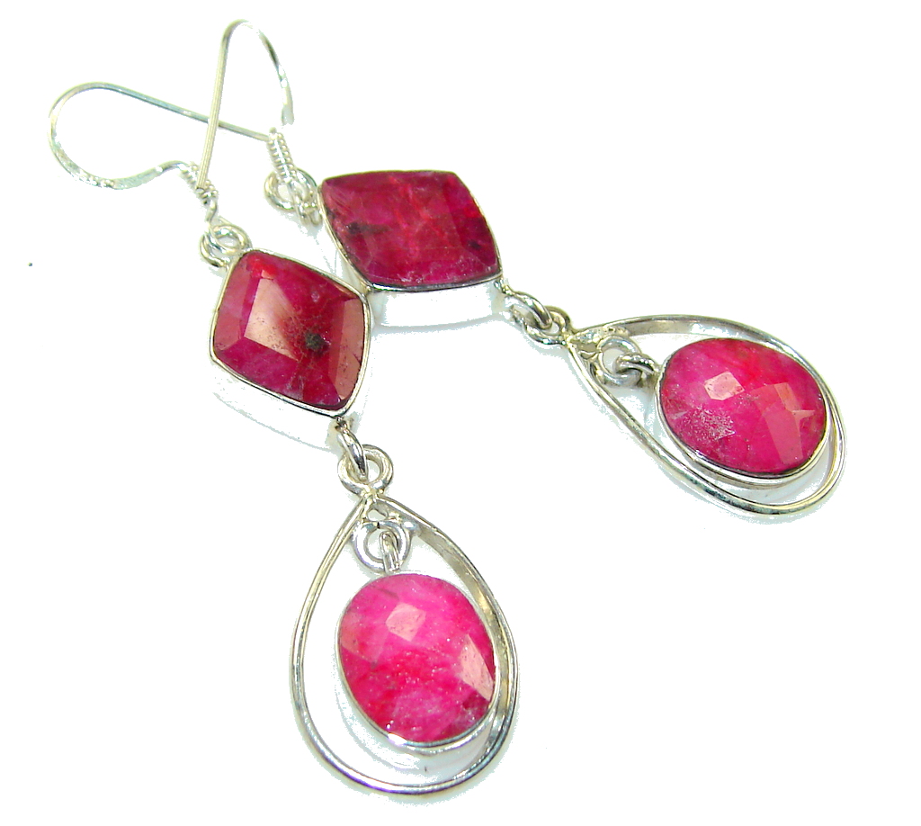 Delicate Pink Ruby Sterling Silver earrings
