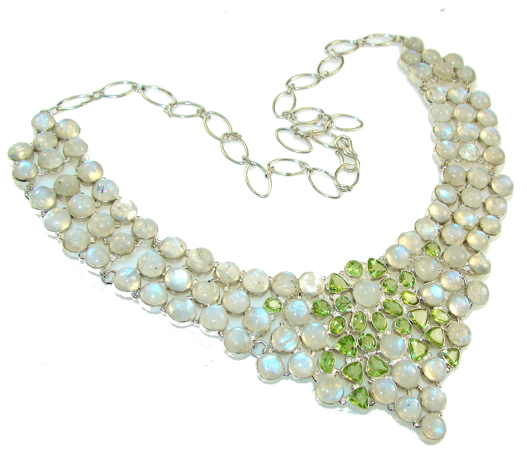 Beautiful Design! White Moonstone Sterling Silver necklace