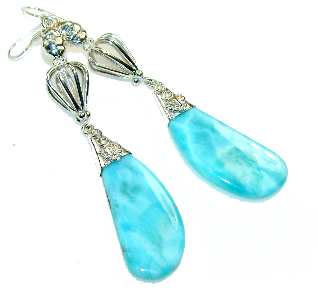 Amazing Blue Larimar Sterling Silver earrings