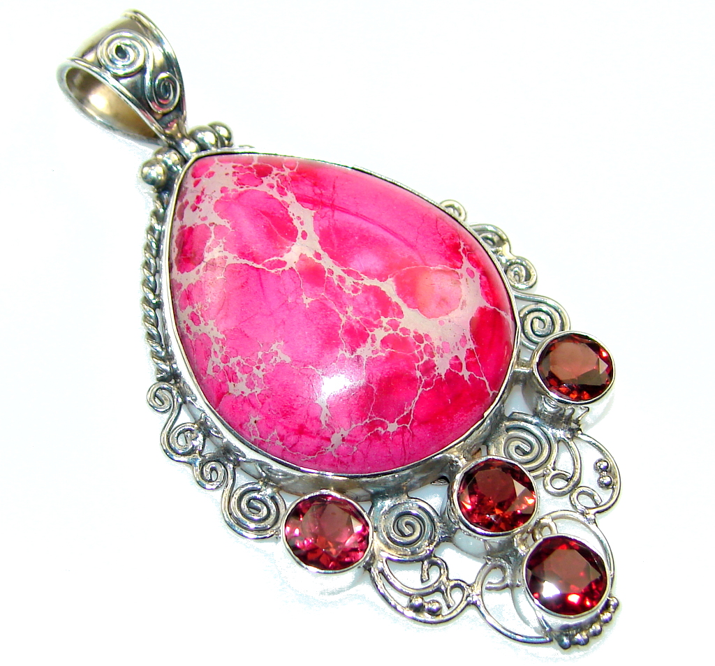 Amazing Pink Sea Sediment Jasper Sterling Silver Pendant