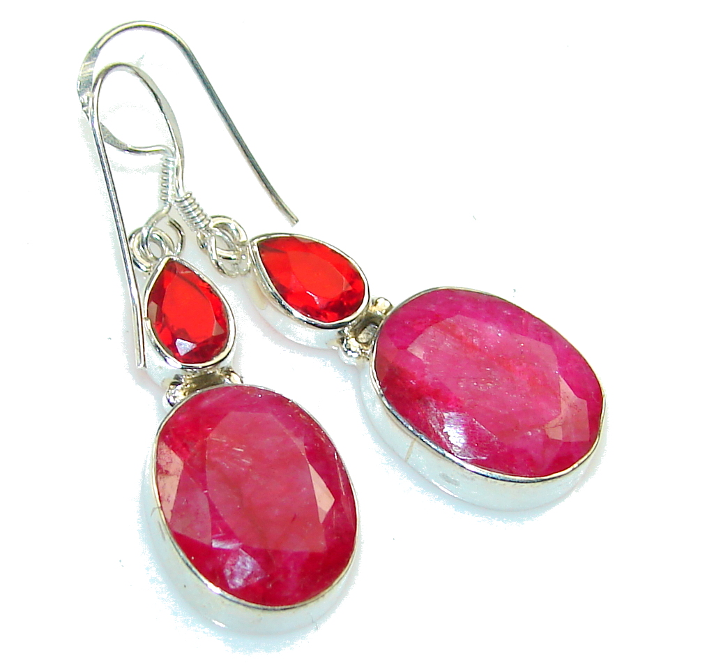 Lovely Pink Ruby Sterling Silver earrings