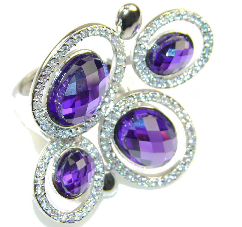 Large & Bold! Alexandrite Quartz Sterling Silver Ring s. 7 1/4