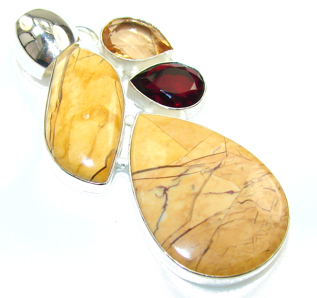Awesome Burro Creek Jasper Sterling Silver Pendant