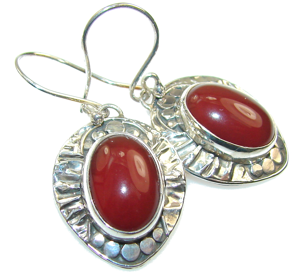 Amazing Design! Carnelian Sterling Silver earrings
