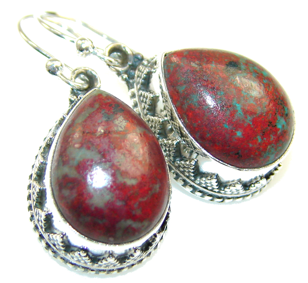 Amazing Red Sonora Jasper Sterling Silver Earrings