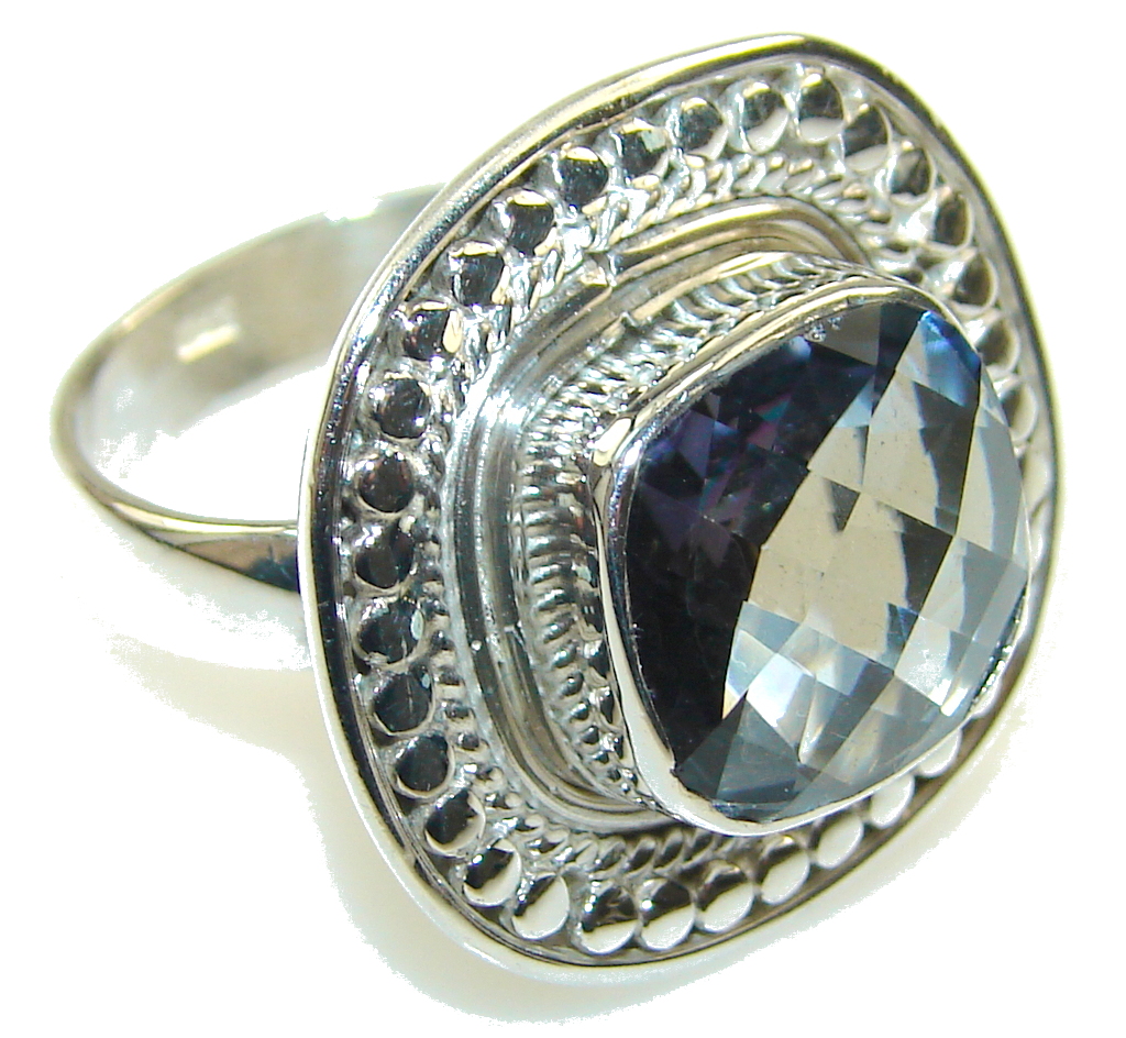 Awesome Blue Tanzanite Quartz Sterling Silver Ring s. 8