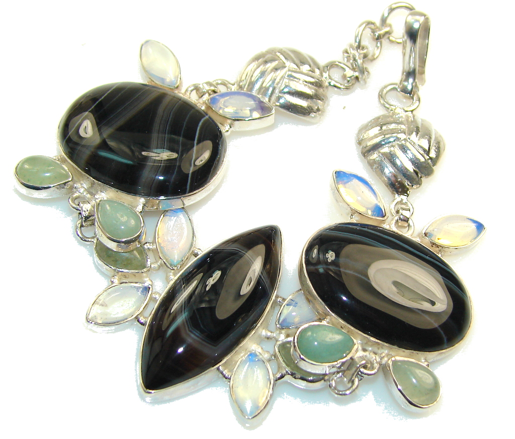 Aura Of Beauty!! Botswana Agate Sterling Silver Bracelet