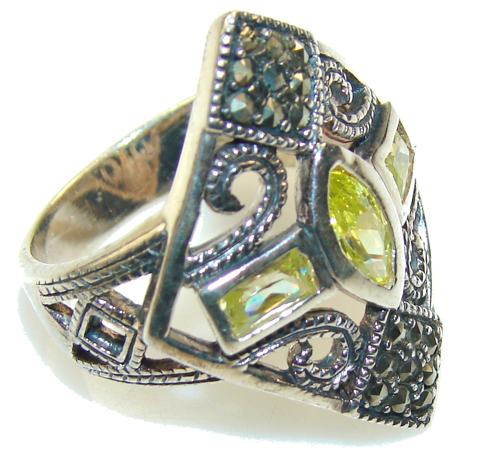 Amazing Yellow Quartz Sterling Silver Ring s. 8