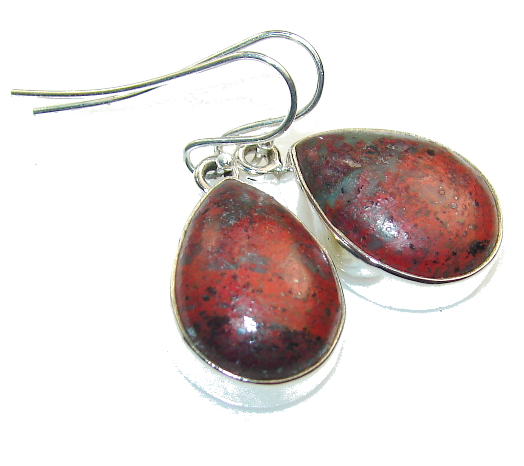 Excellent Red Sonora Jasper Sterling Silver Earrings