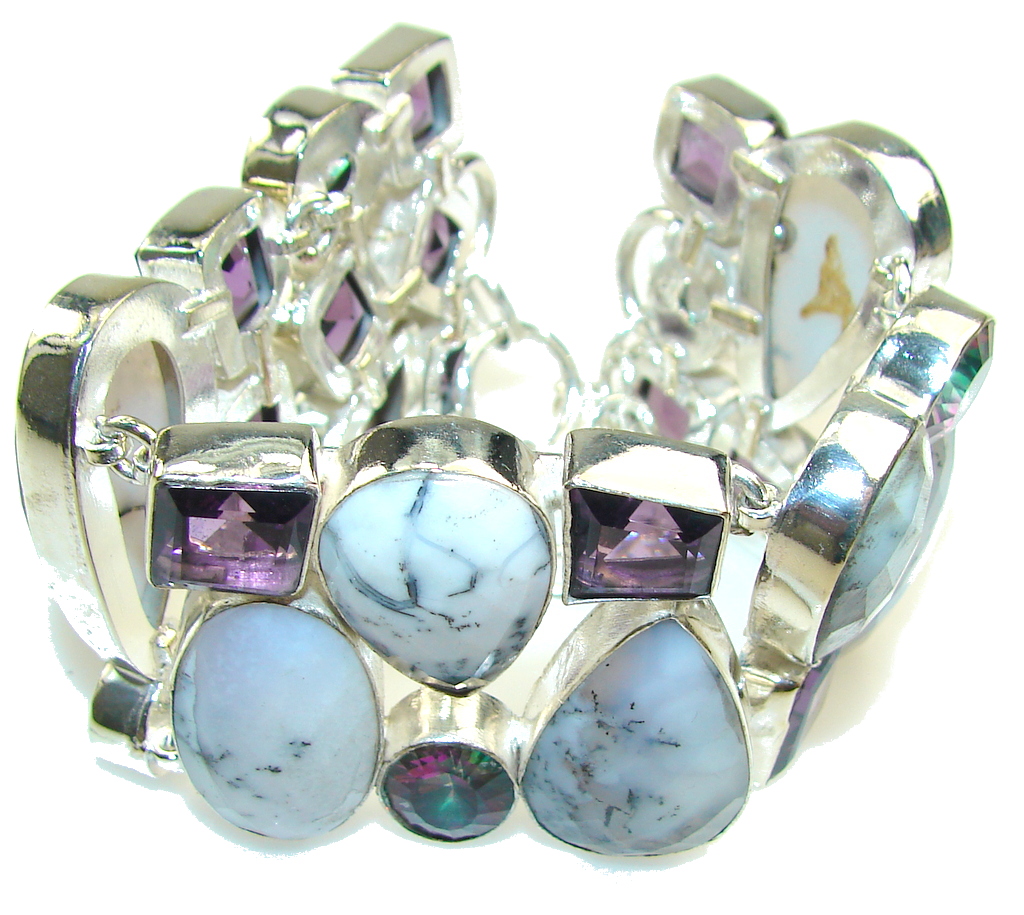 Maya Dreams!! Dendritic Agate Sterling Silver Bracelet