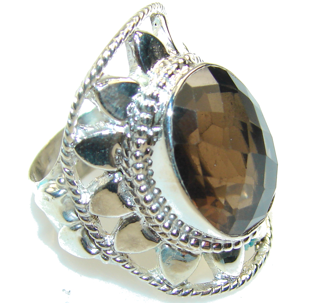 Beautiful Brown Smoky Topaz Sterling Silver ring; s. 10