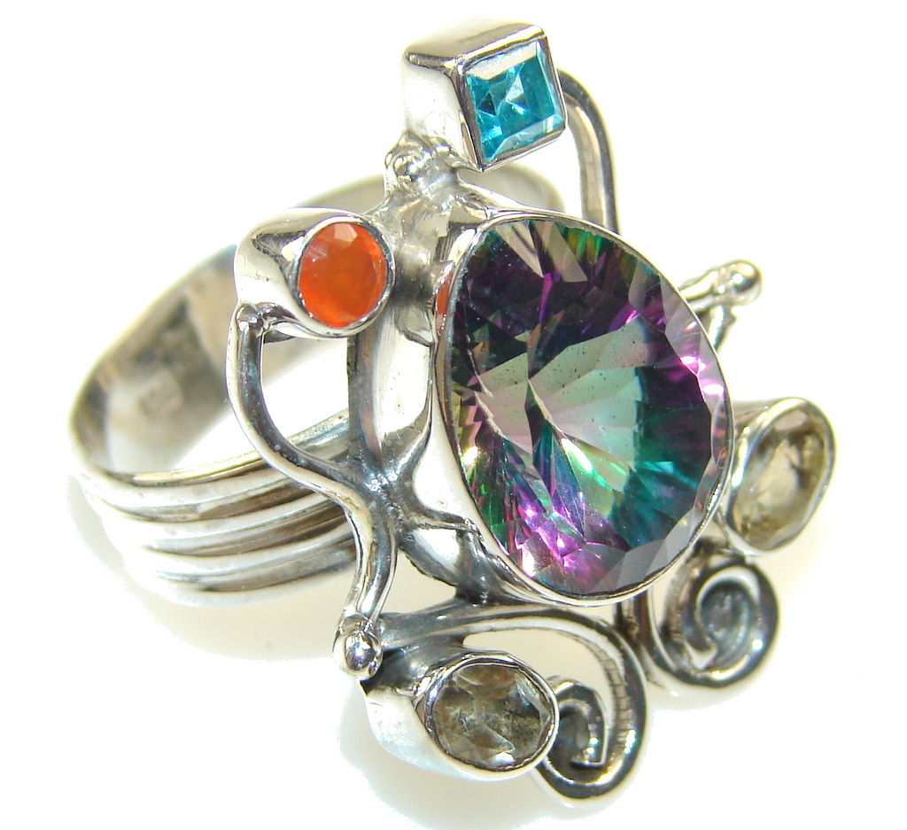 Aura Of Beauty!! Magic Topaz Sterling Silver ring; s. 11
