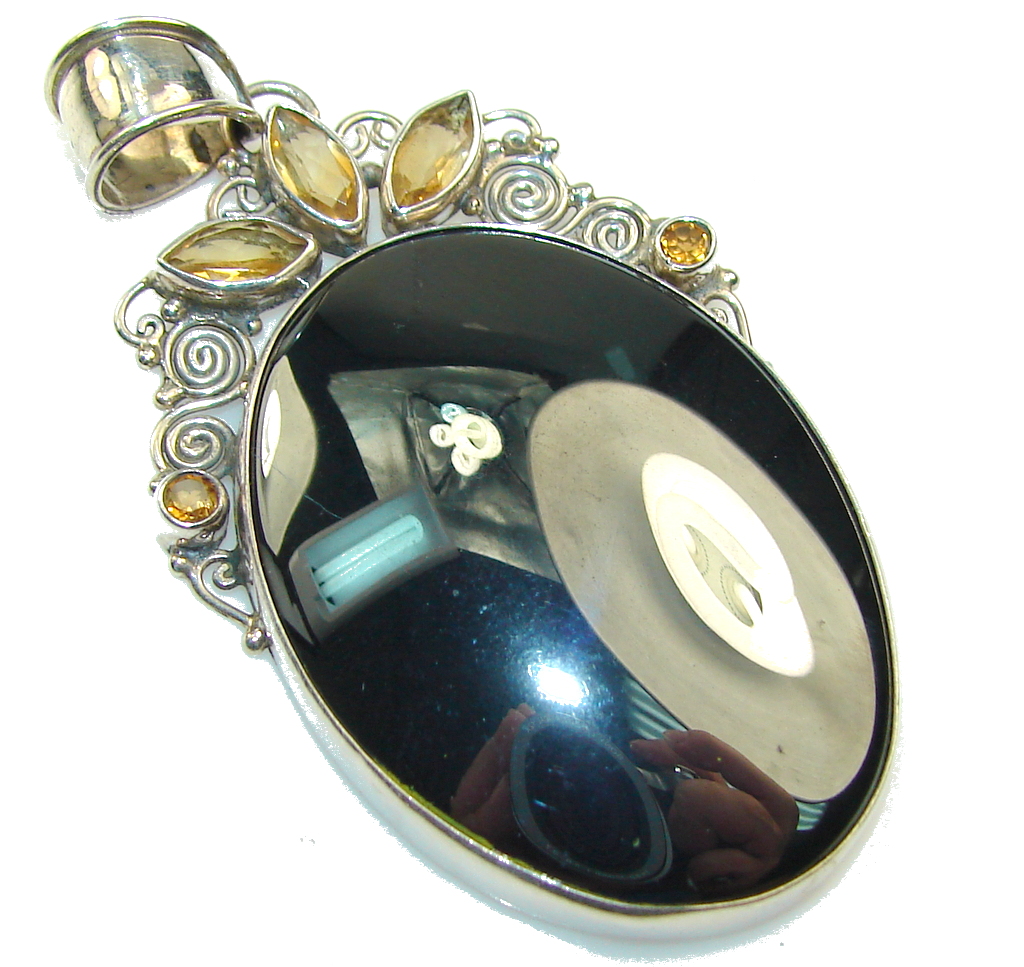 Stylish Design! Hematite Sterling Silver Pendant