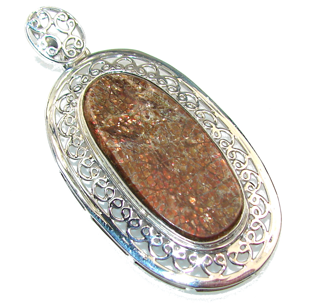 Secret Design!! Ammolite Sterling Silver Pendant