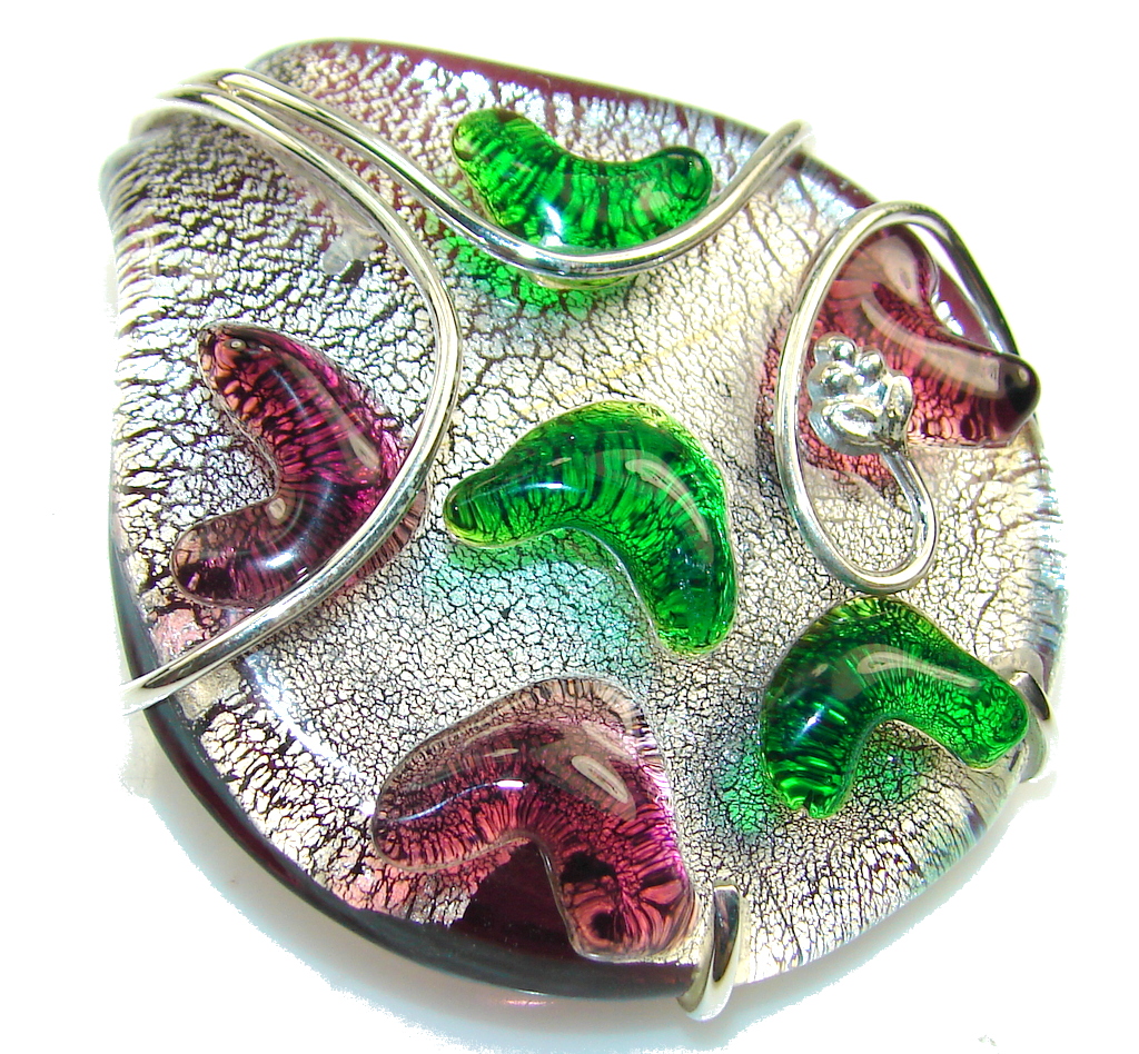 New Amazing Design!! Dichroic Glass Sterling Silver pendant