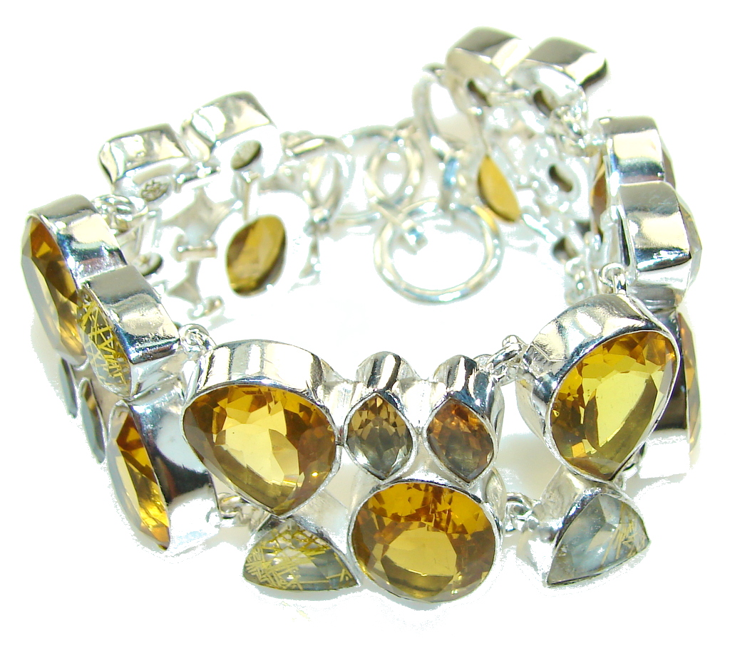 Summer Style!! Created Yellow Citrine Sterling Silver Bracelet