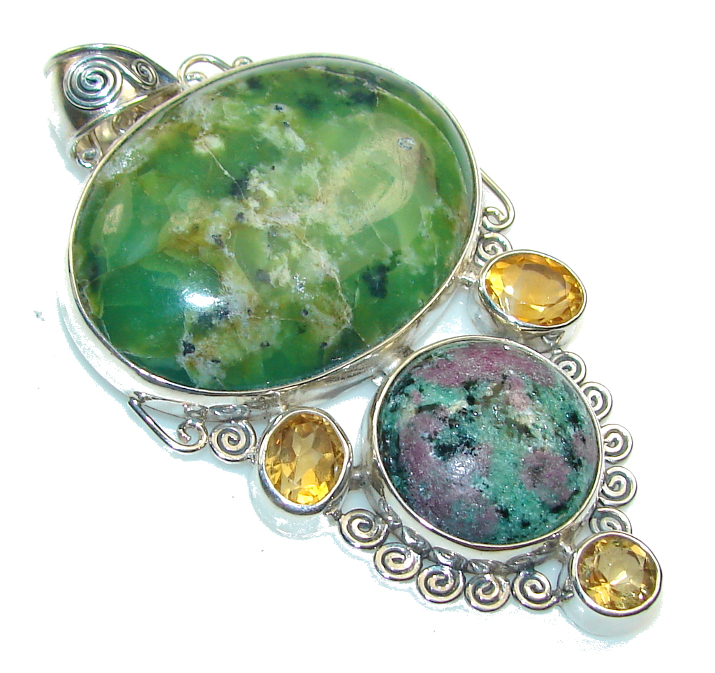 Awesome Style!! Ruby in Zoisite Sterling Silver Pendant
