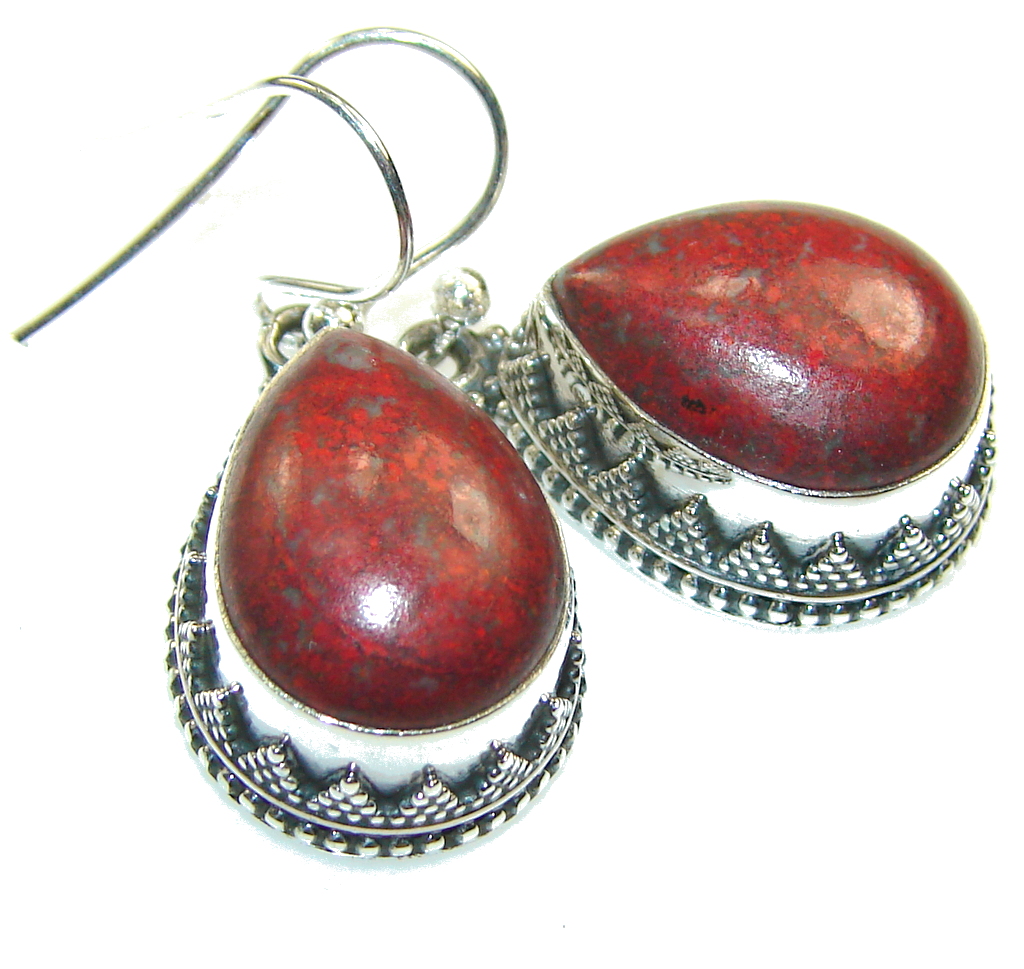 Amazing Red Sonora Jasper Sterling Silver Earrings