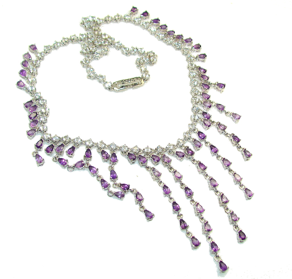 Gorgeous Design! Natural Amethyst Topaz .925 Sterling Silver Necklace