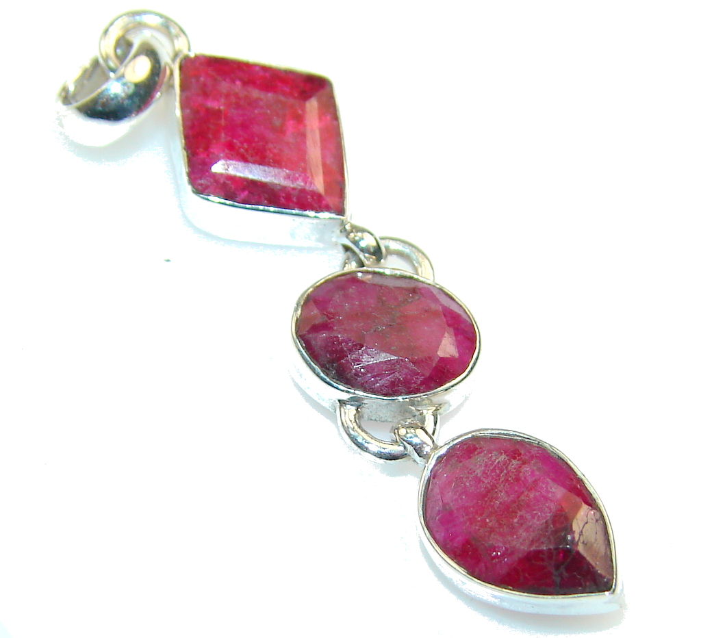 Indian Pink Ruby Sterling Silver Pendant